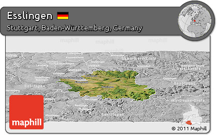 Satellite Panoramic Map of Esslingen, lighten, desaturated
