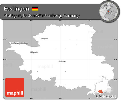 Gray Simple Map of Esslingen, single color outside