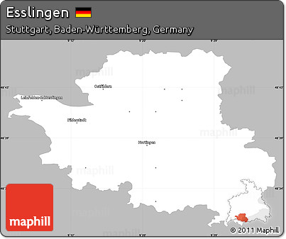 Gray Simple Map of Esslingen, single color outside