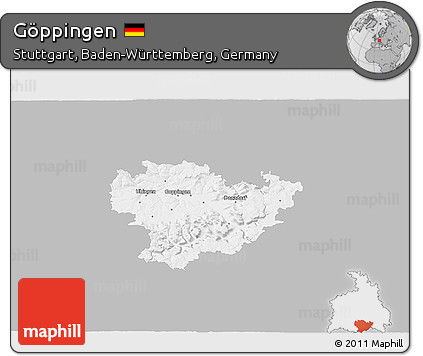 Gray 3D Map of Göppingen, single color outside
