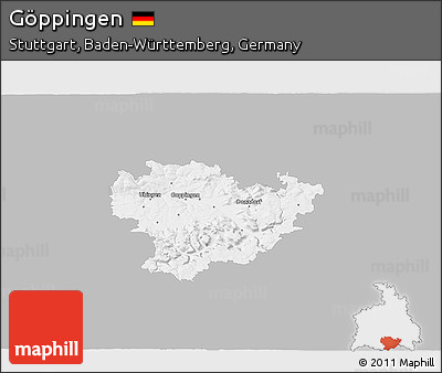 Gray 3D Map of Göppingen, single color outside