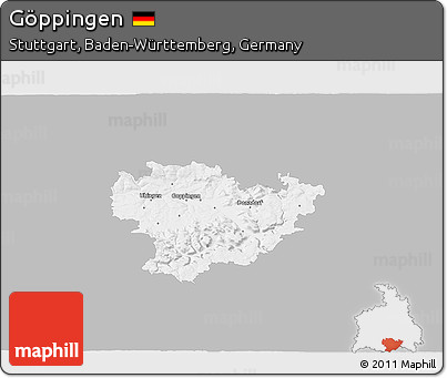 Gray 3D Map of Göppingen, single color outside