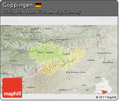 Physical 3D Map of Göppingen, semi-desaturated