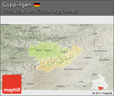 Physical 3D Map of Göppingen, semi-desaturated