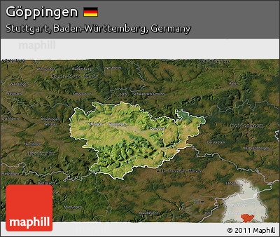 Satellite 3D Map of Göppingen, darken