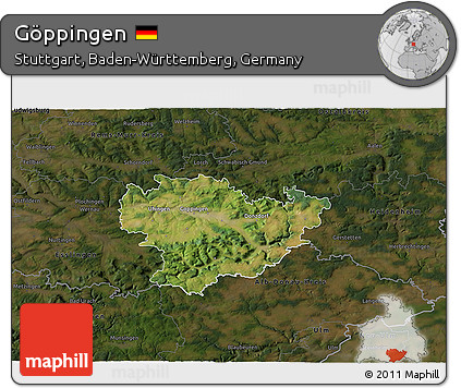 Satellite 3D Map of Göppingen, darken