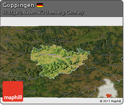Satellite 3D Map of Göppingen, darken
