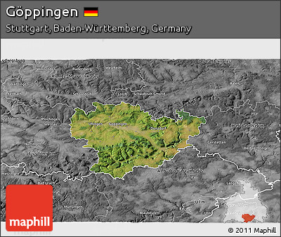 Satellite 3D Map of Göppingen, desaturated