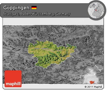 Satellite 3D Map of Göppingen, desaturated