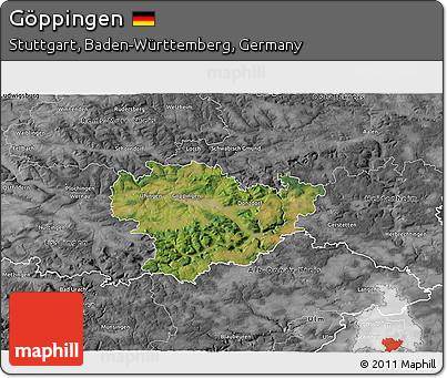 Satellite 3D Map of Göppingen, desaturated