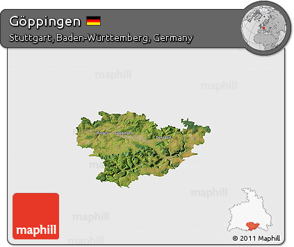 Satellite 3D Map of Göppingen, single color outside