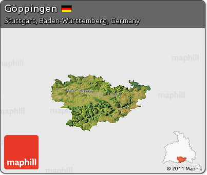 Satellite 3D Map of Göppingen, single color outside