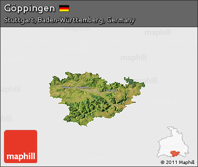 Satellite 3D Map of Göppingen, single color outside