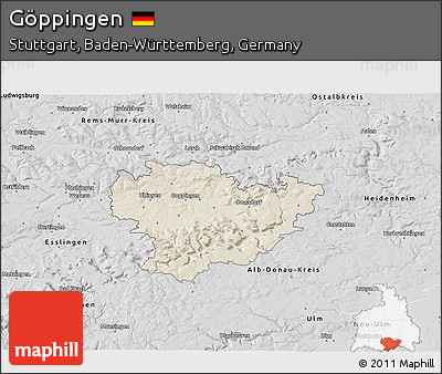 Shaded Relief 3D Map of Göppingen, desaturated