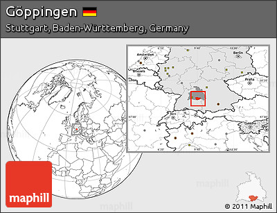 Blank Location Map of Göppingen, highlighted country, highlighted parent region
