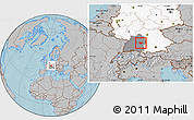 Gray Location Map of Göppingen, highlighted country, highlighted grandparent region, hill shading
