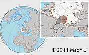 Gray Location Map of Göppingen, highlighted country, highlighted grandparent region