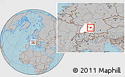Gray Location Map of Göppingen, highlighted grandparent region, hill shading