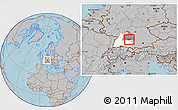 Gray Location Map of Göppingen, highlighted parent region, highlighted grandparent region, hill shading