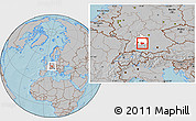 Gray Location Map of Göppingen, highlighted parent region, hill shading
