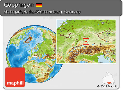 Physical Location Map of Göppingen