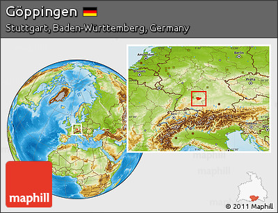 Physical Location Map of Göppingen
