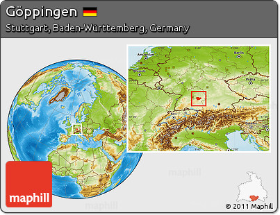 Physical Location Map of Göppingen