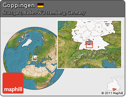 Satellite Location Map of Göppingen, highlighted country, highlighted parent region
