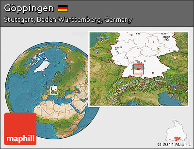 Satellite Location Map of Göppingen, highlighted country, highlighted parent region