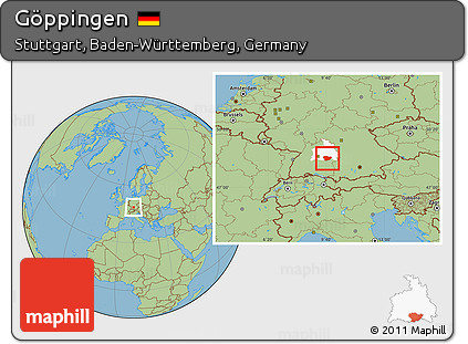 Savanna Style Location Map of Göppingen, highlighted parent region