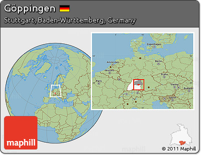 Savanna Style Location Map of Göppingen, highlighted parent region, highlighted grandparent region, within the entire country