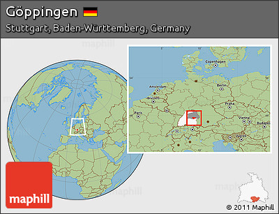 Savanna Style Location Map of Göppingen, highlighted parent region, highlighted grandparent region, within the entire country