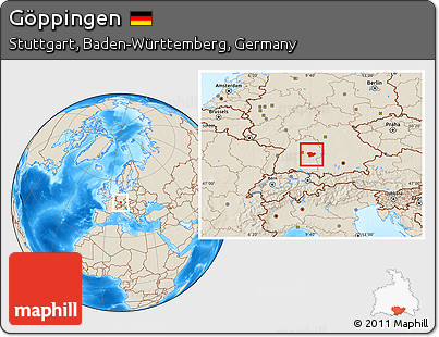 Shaded Relief Location Map of Göppingen
