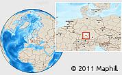 Shaded Relief Location Map of Göppingen, highlighted parent region, within the entire country