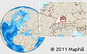 Shaded Relief Location Map of Göppingen, highlighted parent region, highlighted grandparent region