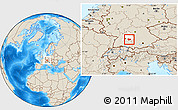 Shaded Relief Location Map of Göppingen, highlighted parent region