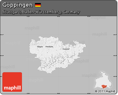 Gray Map of Göppingen, single color outside