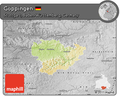 Physical Map of Göppingen, desaturated