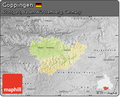 Physical Map of Göppingen, desaturated
