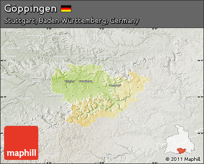 Physical Map of Göppingen, lighten, semi-desaturated
