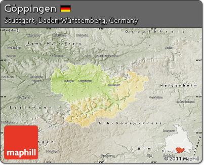 Physical Map of Göppingen, semi-desaturated