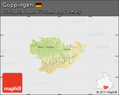 Physical Map of Göppingen, single color outside