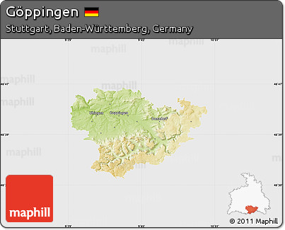 Physical Map of Göppingen, single color outside