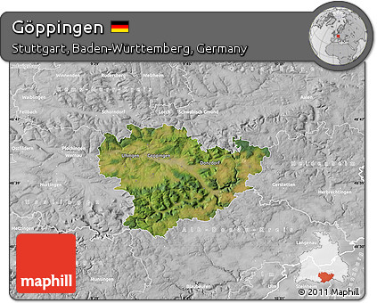 Satellite Map of Göppingen, lighten, desaturated