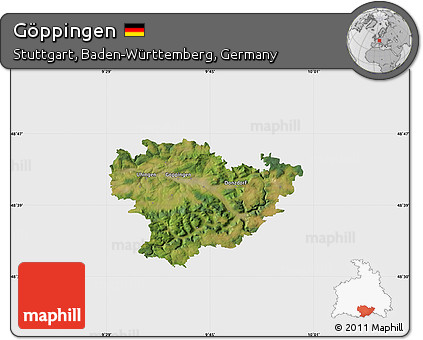 Satellite Map of Göppingen, single color outside