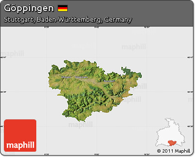 Satellite Map of Göppingen, single color outside