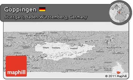 Gray Panoramic Map of Göppingen