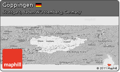 Gray Panoramic Map of Göppingen