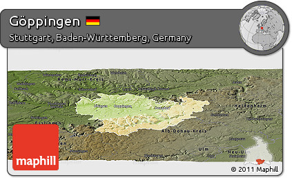 Physical Panoramic Map of Göppingen, darken