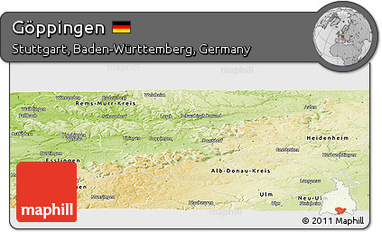 Physical Panoramic Map of Göppingen